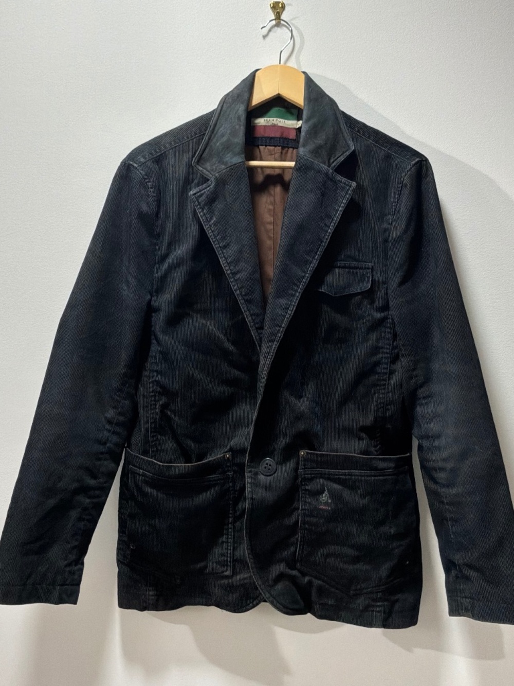 Vintage Bean Pole Jeans Black Corduroy Blazer Jacket Sz 100 (Fits Slim S)